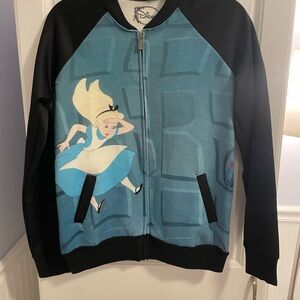 Disney Alice in Wonderland Falling Bomber Jacket Juniors Size S New With Tags!